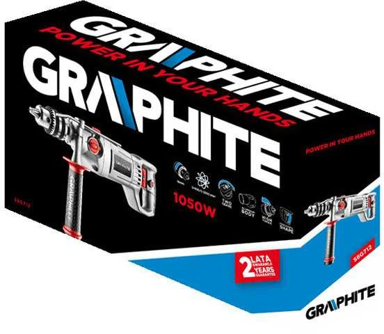 Graphite Gręžtuvas 1050 W smūginis gręžtuvas, 16 mm raktinis griebtuvas, greitis I: 0–900 min??, II: 0–2500 min??