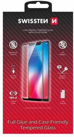 „Swissten“ grūdinto stiklo ekrano apsauga, skirta „Apple iPhone 12/12 PRO“, juoda, tinkanti dėklams ir spalvotam rėmeliui.