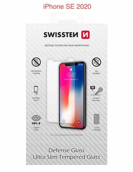 Swissten grūdinto stiklo ekrano apsauga, pro Apple iPhone SE 2020, juoda, tinka dėklui ir spalvotas rėmelis