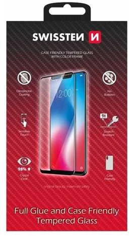 „Swissten“ grūdinto stiklo ekrano apsauga, skirta „Apple iPhone 12 PRO MAX“, juoda, tinkanti dėklui ir spalvotam rėmeliui.