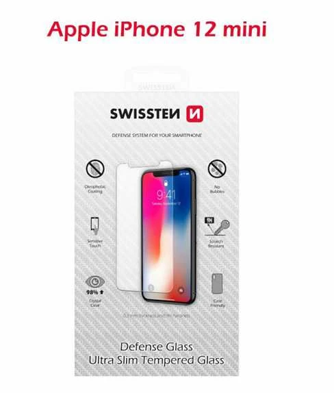 „Swissten“ grūdinto stiklo ekrano apsauga, skirta „Apple iPhone 12 MINI“, juoda, pritaikyta dėklui ir spalvotam rėmeliui.