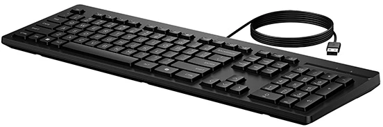 HP 125 G2 Klaviatūra su USB jungtimi su laidu, Sanitizable, Copilot Key - Juodas - US ENG