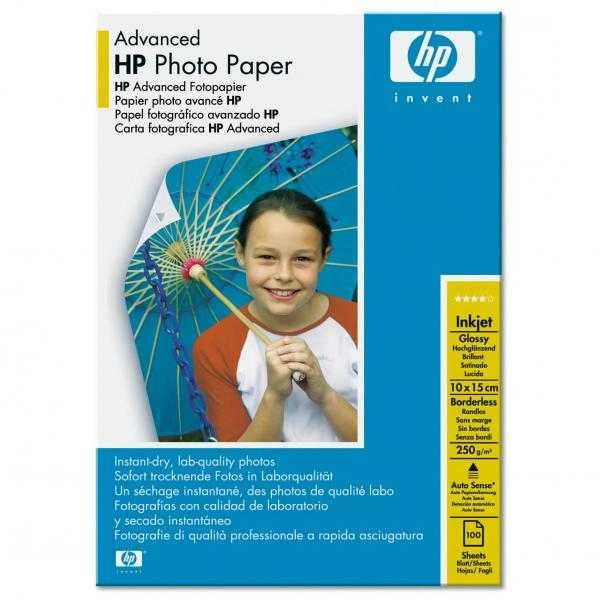 HP fotopopierius, blizgus, 10 x 15 cm be paraščių, 100 lapų (250 g/m²)