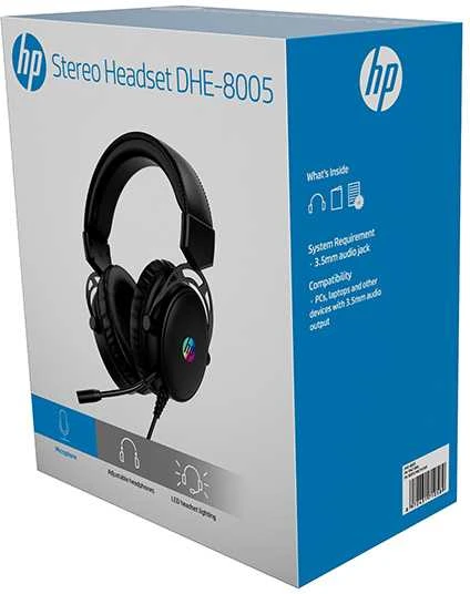 HP DHE-8005N ausinės su mikrofonu, wirowa, juoda, 2.0, lit, 3,5 mm lizdas + USB