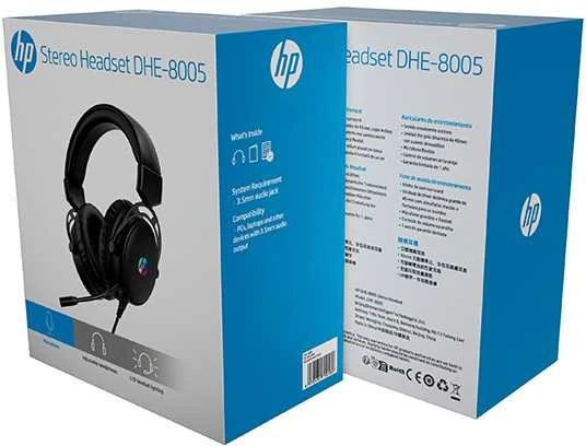 HP DHE-8005N ausinės su mikrofonu, wirowa, juoda, 2.0, lit, 3,5 mm lizdas + USB