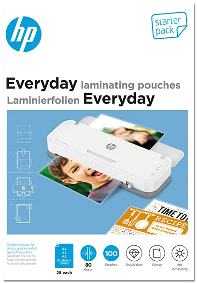 HP Folie laminacyjne Everyday, 25 x (A4, A5, A6, B-Card), 80 mic, 100 vnt.