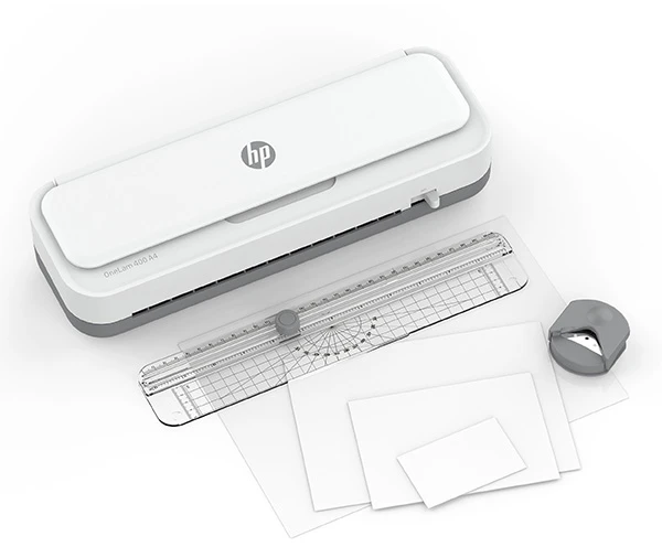 Hewlett Packard (HP) Laminatorius - HP ONELAM 400 A4 Karštas/Šaltas 400 mm/min su Pjovikliu ir Maišeliais