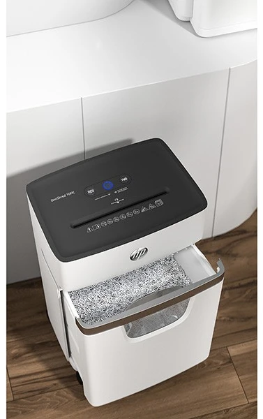 Popieriaus Smulkintuvas - HP Oneshred 10MC, Mikro Pjaustymas, P-5, 10 Kortelių, 20 L, Šviesiai Pilkas