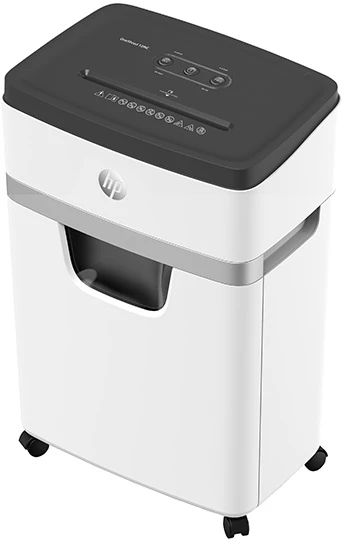 Hewlett Packard (HP) HP ONESHRED 12MC dokumentų smulkintuvas, mikropjovimas, P-5, 12 kortelių, 25l, šviesiai pilkas