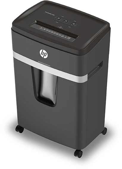 Hewlett Packard (HP) HP PRO SHREDDER 18CC dokumentų smulkintuvas, nupjautos lapų dalys, P-4, 18 kortelių, 25l, tamsiai pilkos spalvos