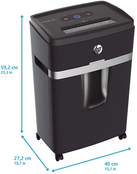 Hewlett Packard (HP) HP PRO SHREDDER 18CC dokumentų smulkintuvas, nupjautos lapų dalys, P-4, 18 kortelių, 25l, tamsiai pilkos spalvos