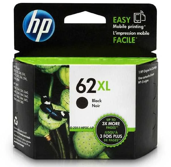 Hewlett Packard (HP) HP 62XL ink cartridge, juodas