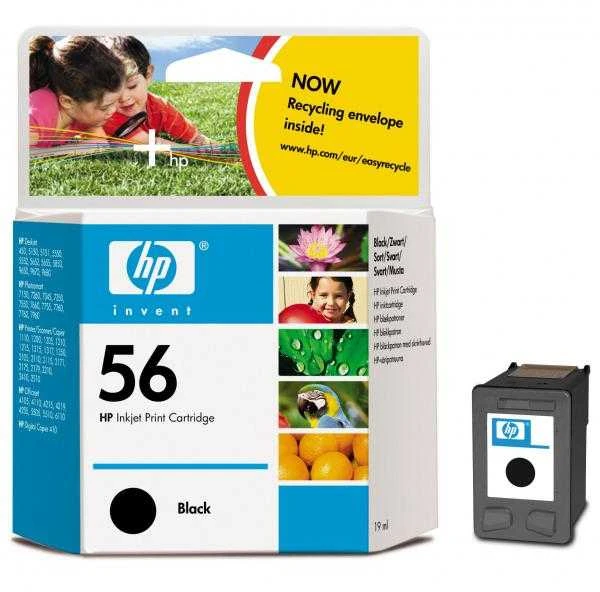 Hewlett Packard (HP) HP 56 Juodas rašalo kasetė, 450 puslapių, skirta HP DeskJet 450, 5652, 5150, 5850, 7150, Officejet 6110