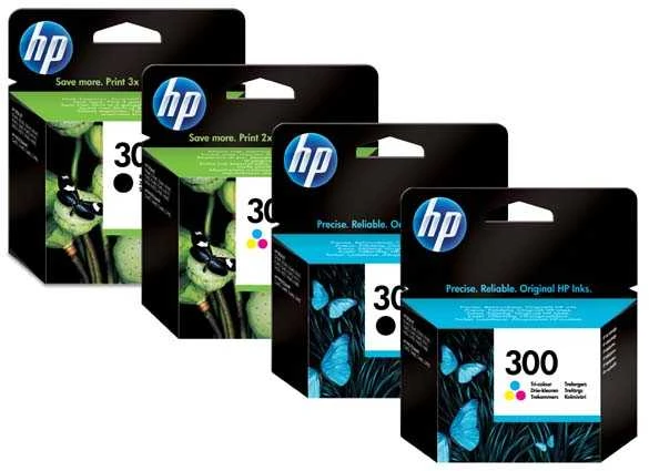 Hewlett Packard (HP) HP 300 rašalo kombinuotas rinkinys, juodas/trispalvis, blisterinė pakuotė