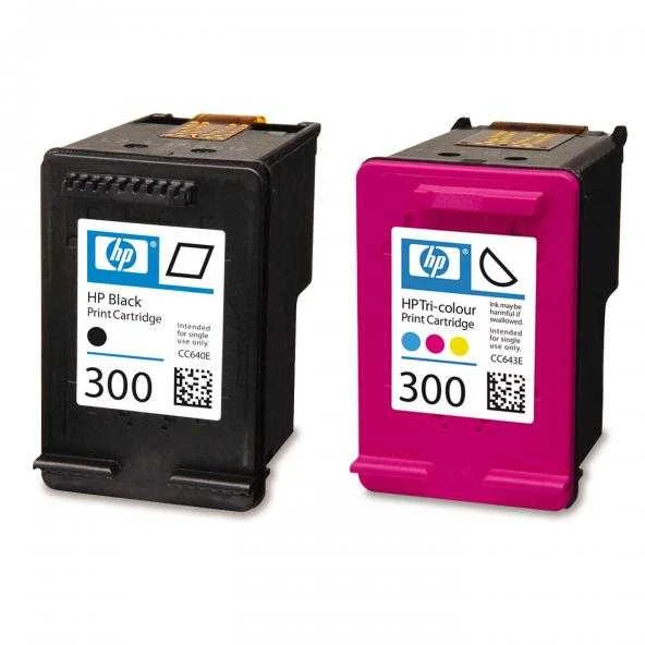 Hewlett Packard (HP) HP 300 Combo-pack Juodas/Tri-color Ink Cartridges, 200/200 pages, DeskJet D2560, F4280