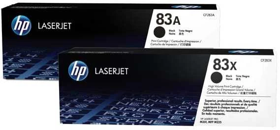 Hewlett Packard (HP) HP 83A 2-pack juodas dažų kasetė, skirta LaserJet M201, M125, M127, M225 (1 500 puslapių)