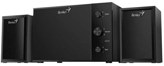 Kompiuterio kolonėlės Genius garsiakalbiai SW-2.1 350, 2.1, 15W, juodi, valdiklis, žemųjų ir aukštųjų dažnių valdymas, 3,5 mm lizdas, 40Hz ~ 20kHz