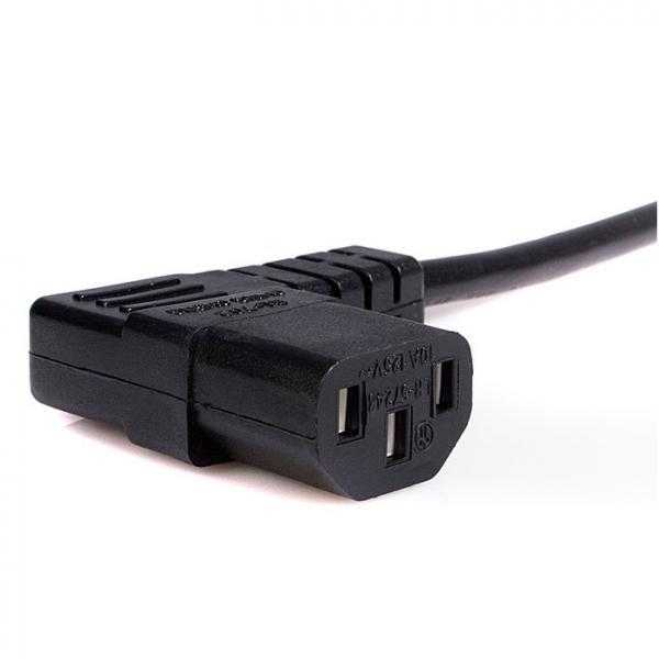 Kabelis sieciowy 230V maitinimo šaltinis, CEE7 (widelec) - C13, 2m, VDE approved, juoda, Logo, łamany