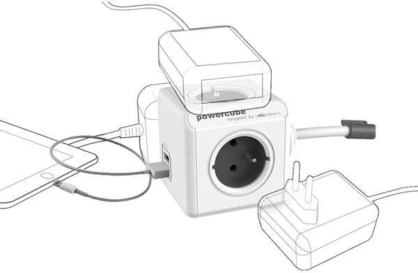 Allocacoc PowerCube Extended USB 1,5 m - raudona
