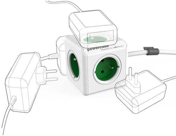 Allocacoc PowerCube Original Tipo E prolunga di alimentazione 5 prese