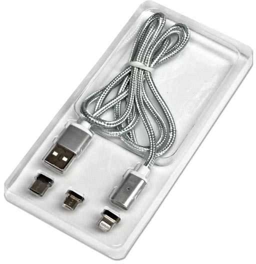 Kabelis USB Neutralle USB-A - USB-C + microUSB + Lightning 1 m Sidabrinė