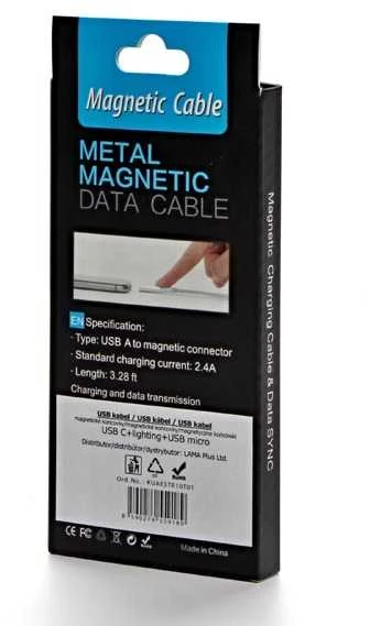 Kabelis USB Neutralle USB-A - USB-C + microUSB + Lightning 1 m Sidabrinė