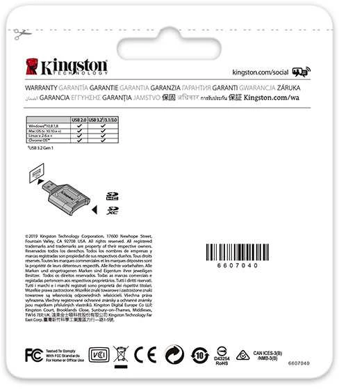 Kingston Technology MobileLite Plus kortelių skaitytuvas Juoda USB 3.2 Gen 1 (3.1 Gen 1) Type-A