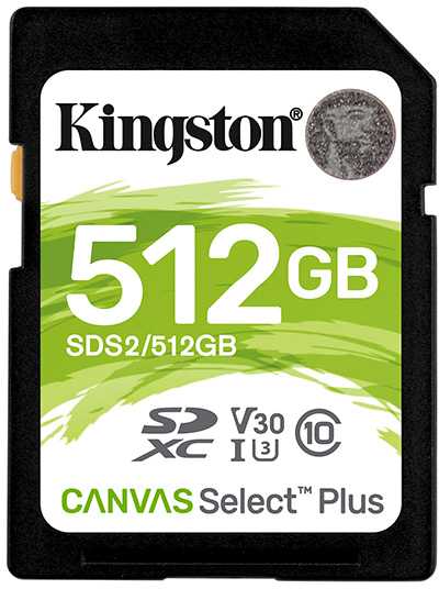 Atminties kortelė KINGSTON 512GB SDXC Canvas Select Plus 100R C10 UHS-I U3 V30