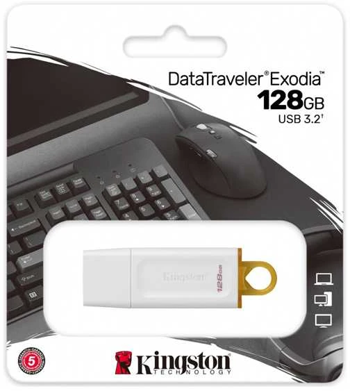 KINGSTON DataTraveler Exodia 128GB USB 3.2 Gen 1 Baltas