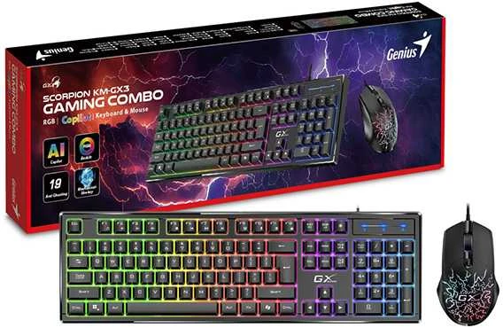 Klaviatūra Genius GX GAMING Scorpion KM-GX3 Rinkinys klawiatur su laidu CZ/SK, juoda mechaninė