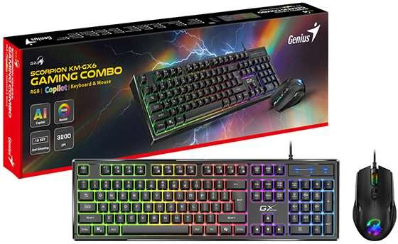 Klaviatūra Genius GX GAMING Scorpion KM-GX6 Rinkinys klawiatur su laidu (USB) CZ/SK, juoda do gry