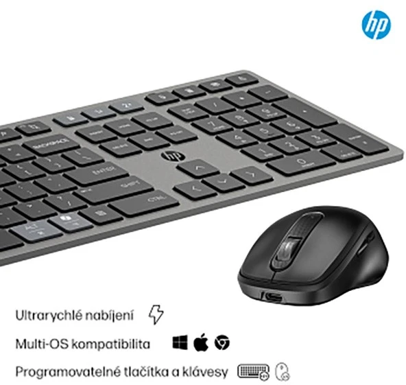 Rinkinys Klaviatūra su pele HP 720 Multi belaidė juoda-pilka