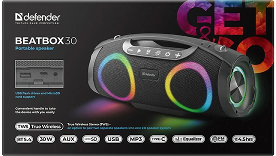 Kompiuterio kolonėlės Defender głośnik Beatbox 30, 30W, juoda