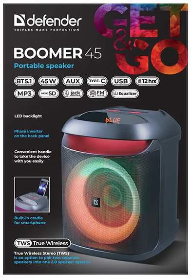 Defender Nešiojama kolonėlė BOOMER 45 Juodas (65245)