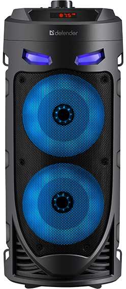 Kompiuterio kolonėlės Defender Nešiojama kolonėlė CRASHBOOM Bluetooth 16W MP3/FM/SD/USB/AUX/TWS/LED/MIC/LCD KARAOKE juoda + mikrofon + pilot