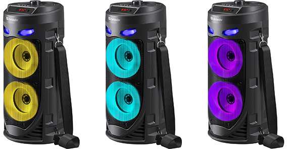 Kompiuterio kolonėlės Defender Nešiojama kolonėlė CRASHBOOM Bluetooth 16W MP3/FM/SD/USB/AUX/TWS/LED/MIC/LCD KARAOKE juoda + mikrofon + pilot