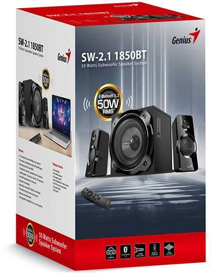 Kompiuterio kolonėlės Genius garsiakalbiai SW-2.1 1850BT, 2.1, 50W, juoda, RCA vstup, Bluetooth 5.3