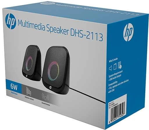 Kompiuterio kolonėlės HP DHS-2113 garsiakalbiai, 2.0, 6W, juodi, „Bluetooth“, su foniniu apšvietimu