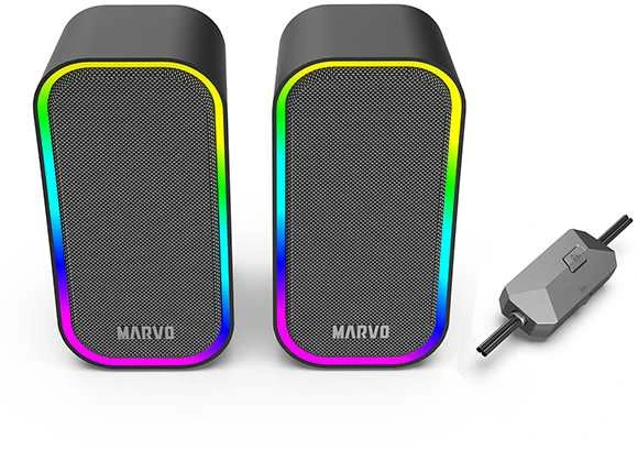 Kompiuterio kolonėlės Marvo SG-225 Havoc 20 2.0 Stereo RGB žaidimų kolonėlės | Juodos