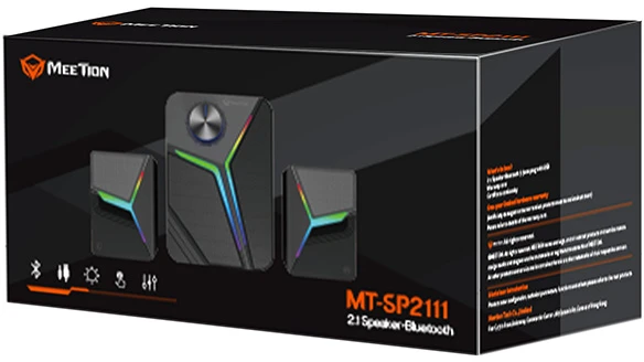 „Meetion SP2111“ garsiakalbiai, 2.1, 15 W, juodi, su apšvietimu