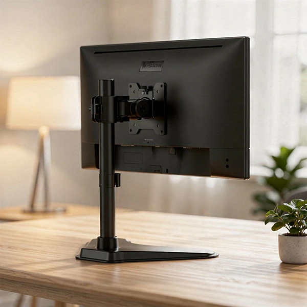 Laikiklis Powerton ERGO BASEO Regulowany uchwyt na monitorius, juoda, 20KG, wolnostojący, 17"-49", 75x75/100x100