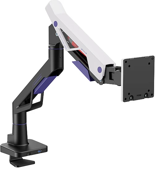 Laikiklis Powerton ERGO STRYNX Regulowany uchwyt na monitorius, balta/juoda, 2-30KG, zacisk, 24"- 57", 75x75/100x100/100x200/200x100/200x200