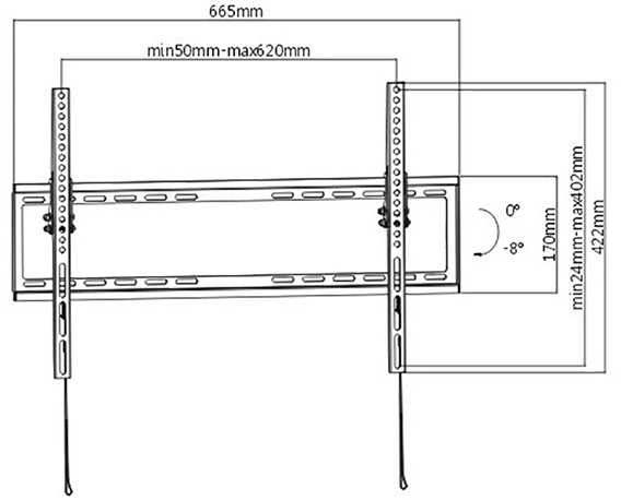 Neutralle Reguliuojamas laikiklis KL22-64T, 37"-70", maks. 35 kg, 200x200 - 600x400 VESA, 20,5 mm, juodas