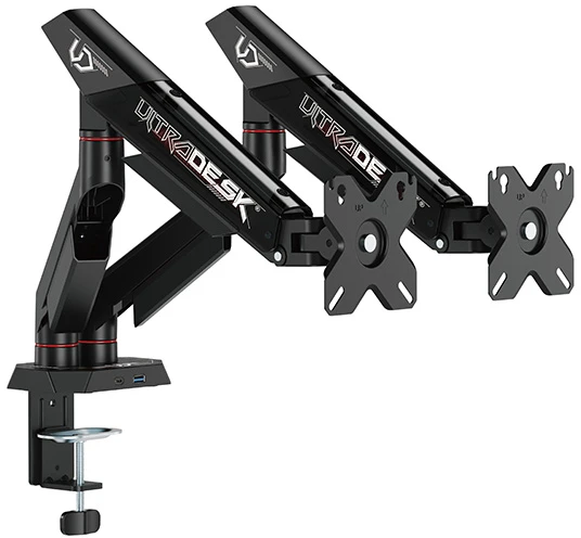 Laikiklis ULTRADESK SWORD Double Regulowany uchwyt na 2 monitory, juoda, 2x12KG, 17"-40"