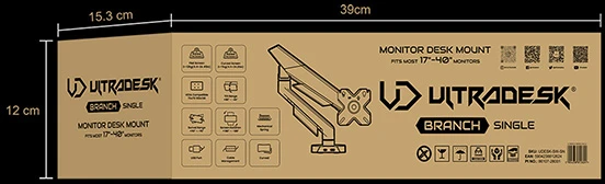 Laikiklis ULTRADESK SWORD Single Regulowany uchwyt na monitorius, juoda, 12KG, 17"-40"