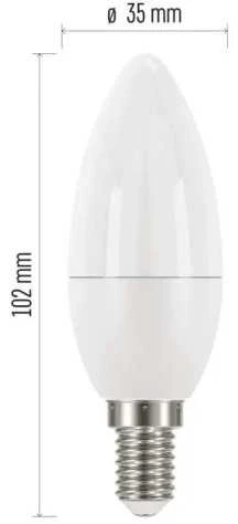 CLASSIC LED lemputė EMOS Lighting E14, 220-240V, 4.2W, 470lm, 2700k, šiltai balta, 30000h, klasikinė žvakė 102x35x35mm-3vnt. pakuotė