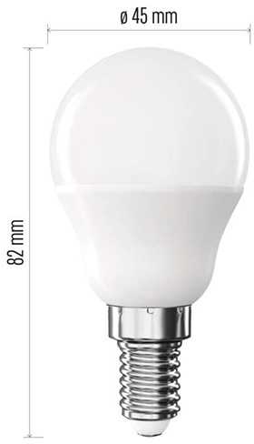 Neutralle LED żarówka EMOS Lighting E14, 230V, 4.2W, 470lm, 4000k, neutralna biel, 30000h, Mini Globe 45x45x82mm