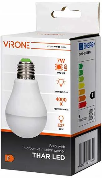 Orno THAR LED NEW 7W A60 lemputė su mikrobangų judesio jutikliu, 600lm, 4000K, E27