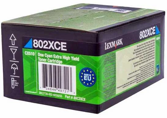 Lexmark 80C2XCE (802XC) Toneris kasetė, žalsvai mėlyna, 4000 puslapių