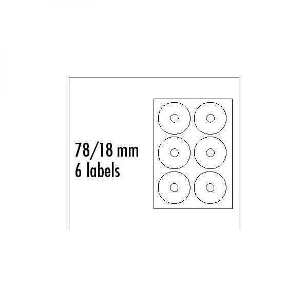 Logotipas CD 78/18mm, A4, matinis, baltas, 25 vnt.